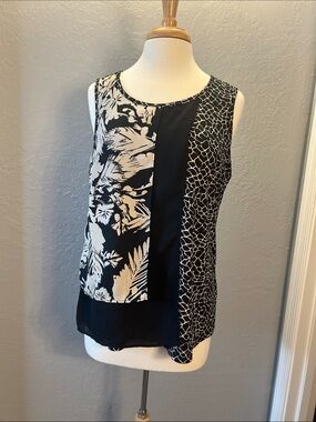 Roz & Ali Black and Cream  Print Blouse